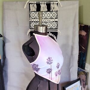 NWOT GARAGE Pink & Purple Palm Tree Halter Top